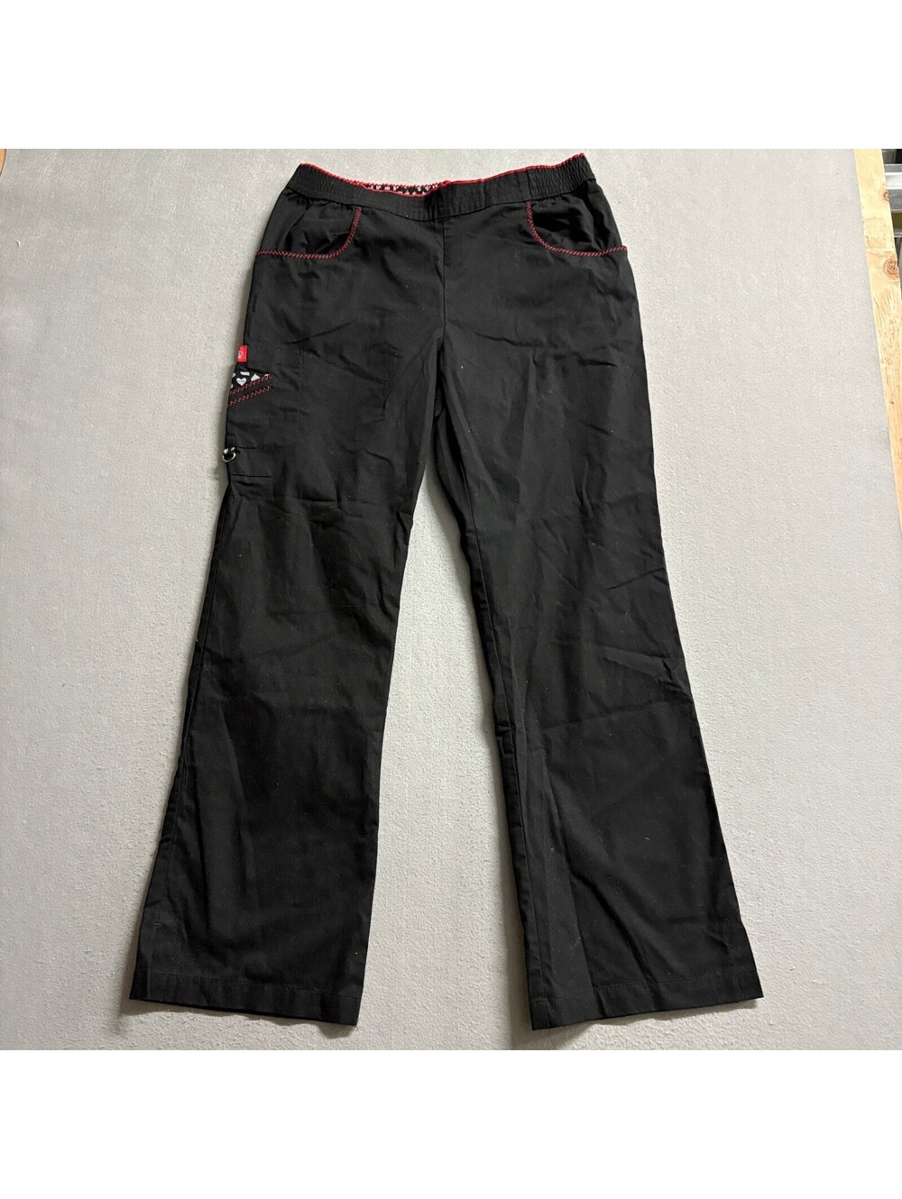 Dickies Medical Scrub Pants Womens Medium Black Heart Trim Cargo Pockets 82010